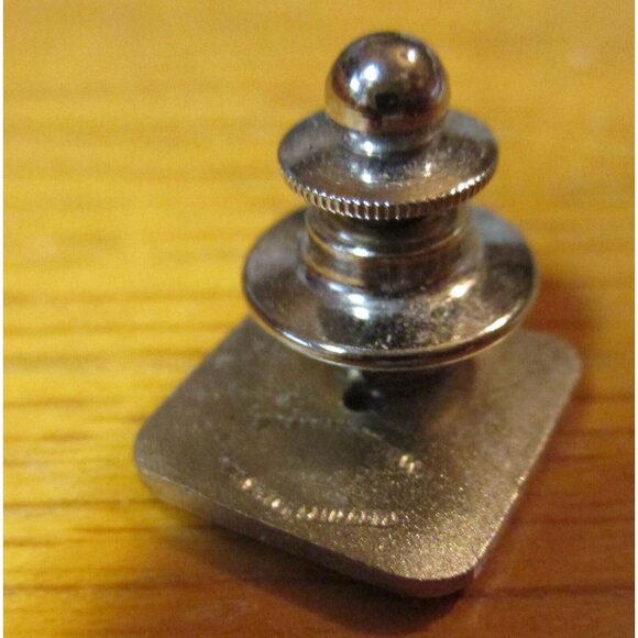 True Vintage Estate Tie Tack Silver-Toned Square Pin Blue Gem Center Cross 1950s - Picture 3 of 4